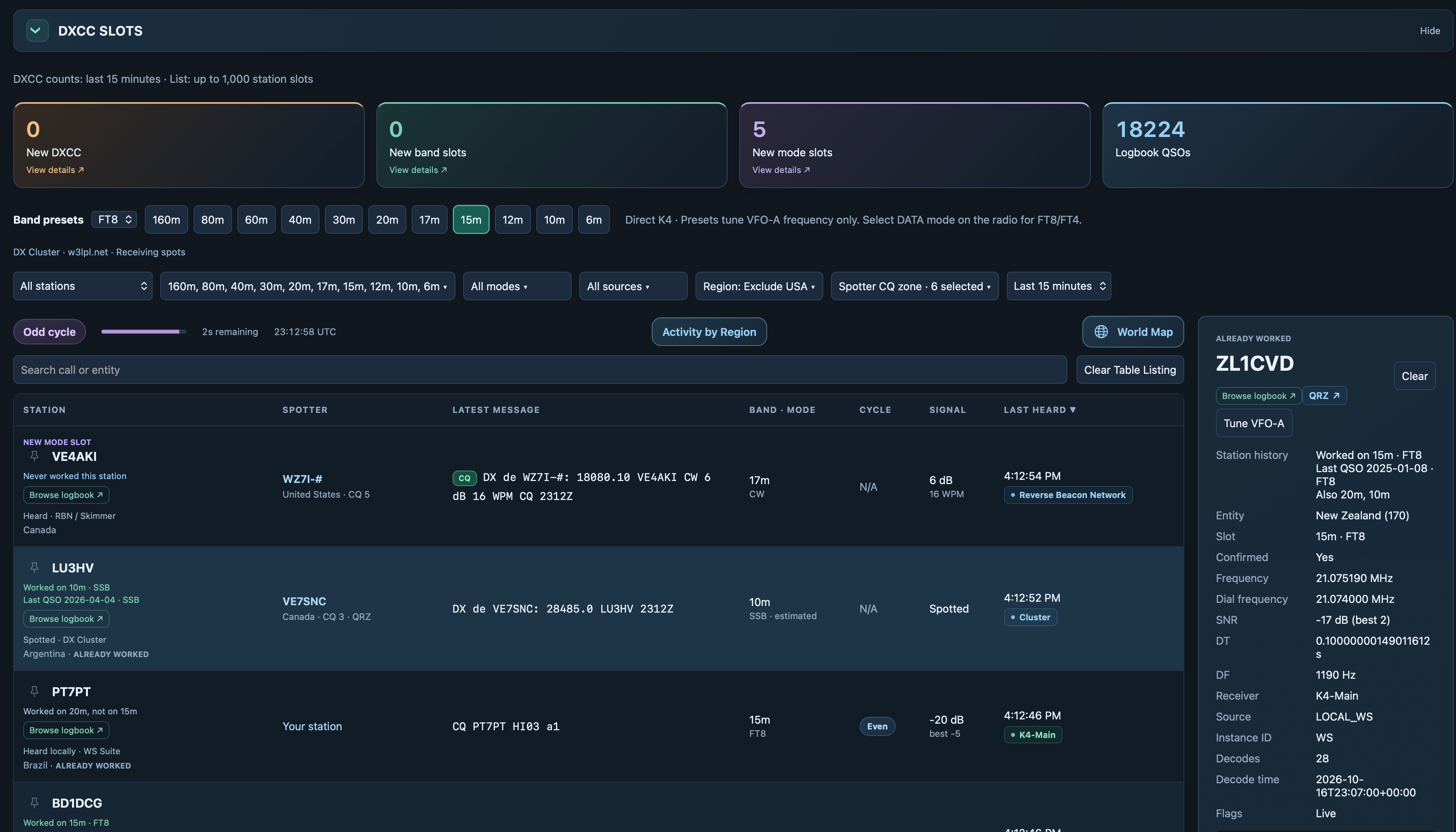 DX Caliber Multiple DX Intelligence Sources application screenshot