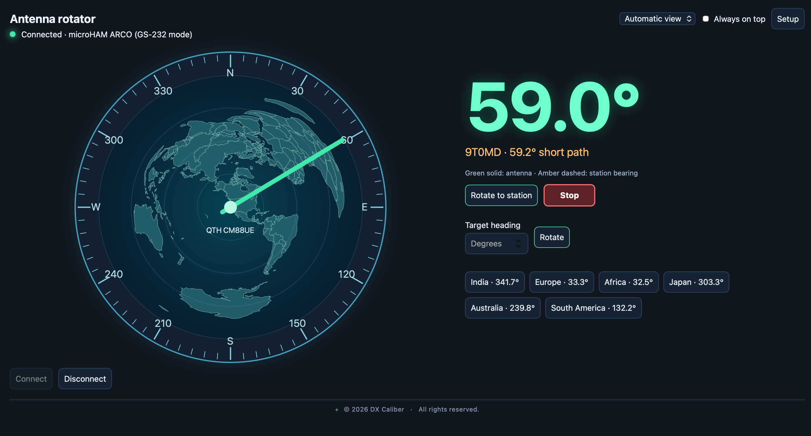 DX Caliber Antenna rotator application screenshot