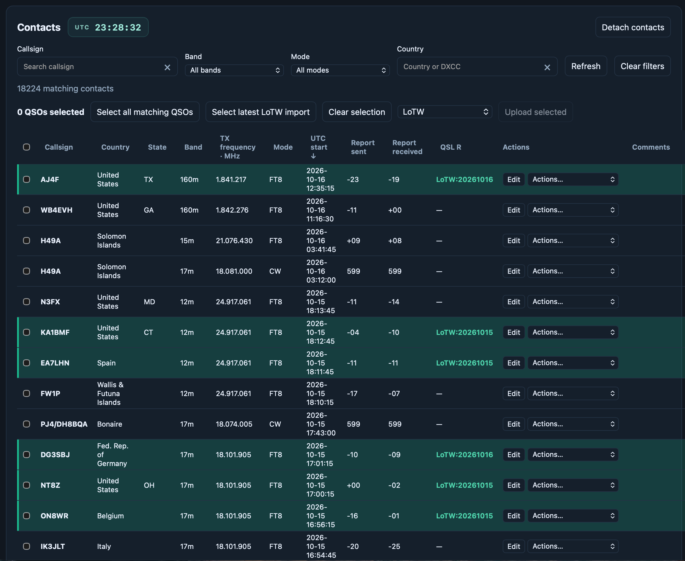 DX Caliber Your Logbook, Your Opportunities application screenshot